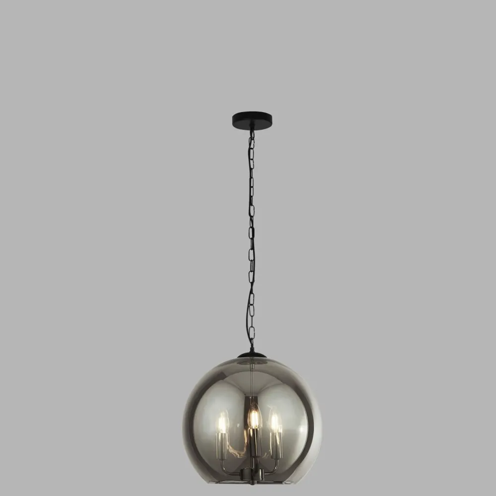 Searchlight Hängelampe Kugelschirm Schwarz Rauchgrau E14 D: 35 cm* Hängelampen|Esszimmer Lampen