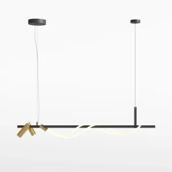 Maytoni Hängelampe LED Aluminium in Schwarz Gold länglich YARA* Hängelampen|Led Lampen