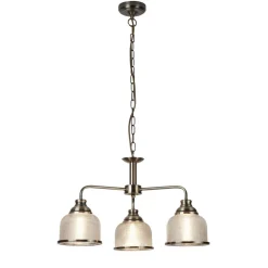 Searchlight Hängelampe Messing antik Klar Ø 56 cm Metall Glas 3x E27* Hängelampen|Esszimmer Lampen