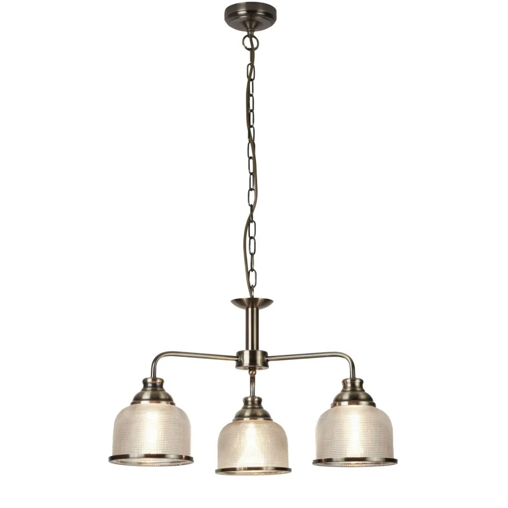 Searchlight Hängelampe Messing antik Klar Ø 56 cm Metall Glas 3x E27* Hängelampen|Esszimmer Lampen