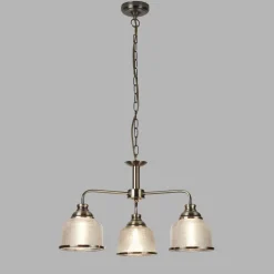 Searchlight Hängelampe Messing antik Klar Ø 56 cm Metall Glas 3x E27* Hängelampen|Esszimmer Lampen