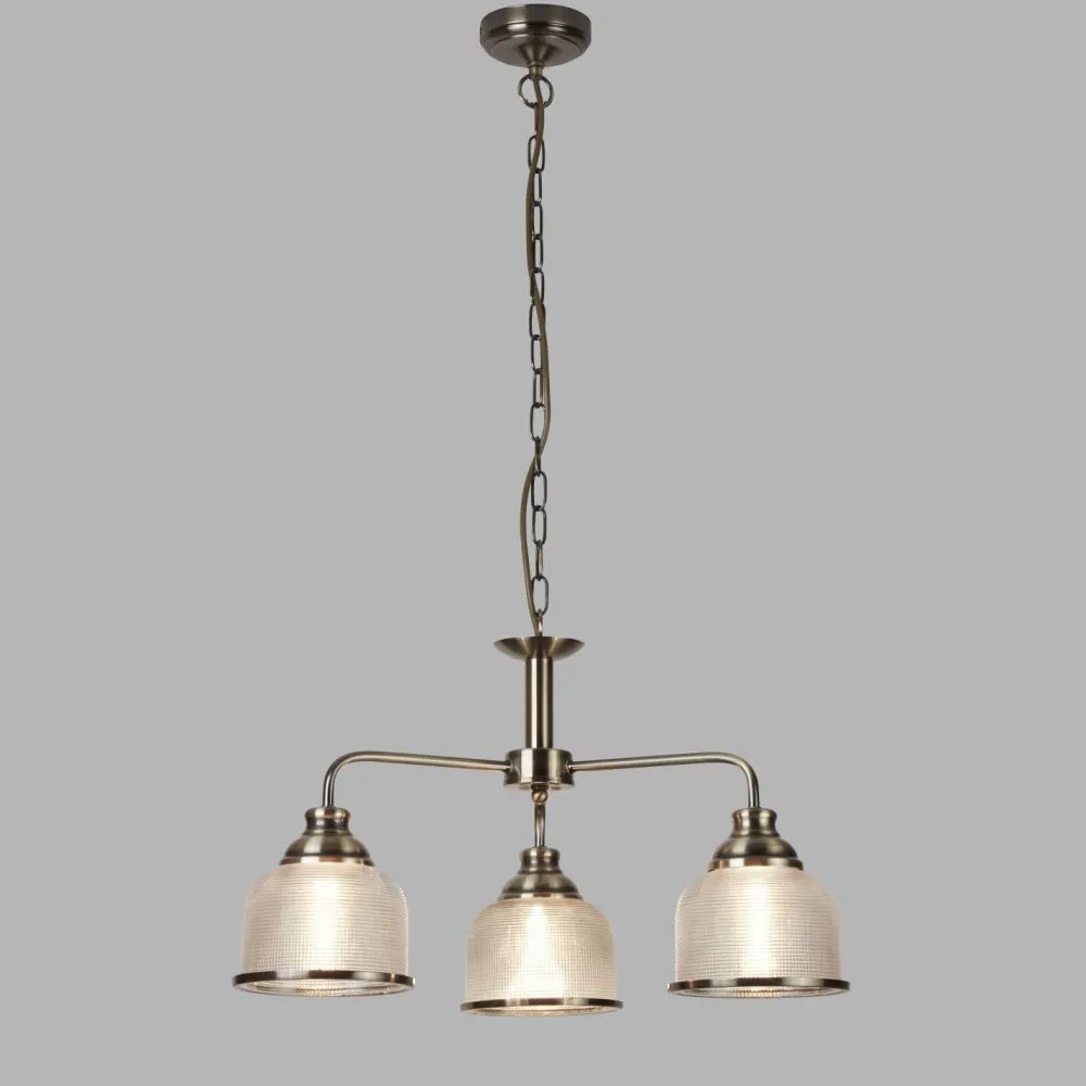 Searchlight Hängelampe Messing antik Klar Ø 56 cm Metall Glas 3x E27* Hängelampen|Esszimmer Lampen