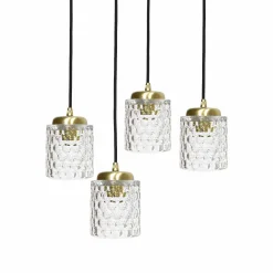 Giovanni Battista Hängelampe Messing Eisen Glas Ø 49 cm rund 4x E27 Esszimmer