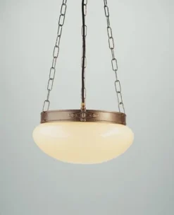 Berliner Messingleuchten Hängelampe Messing Glas Elfenbein blendarm E27 Ø30 cm* Hängelampen|Bürolampen