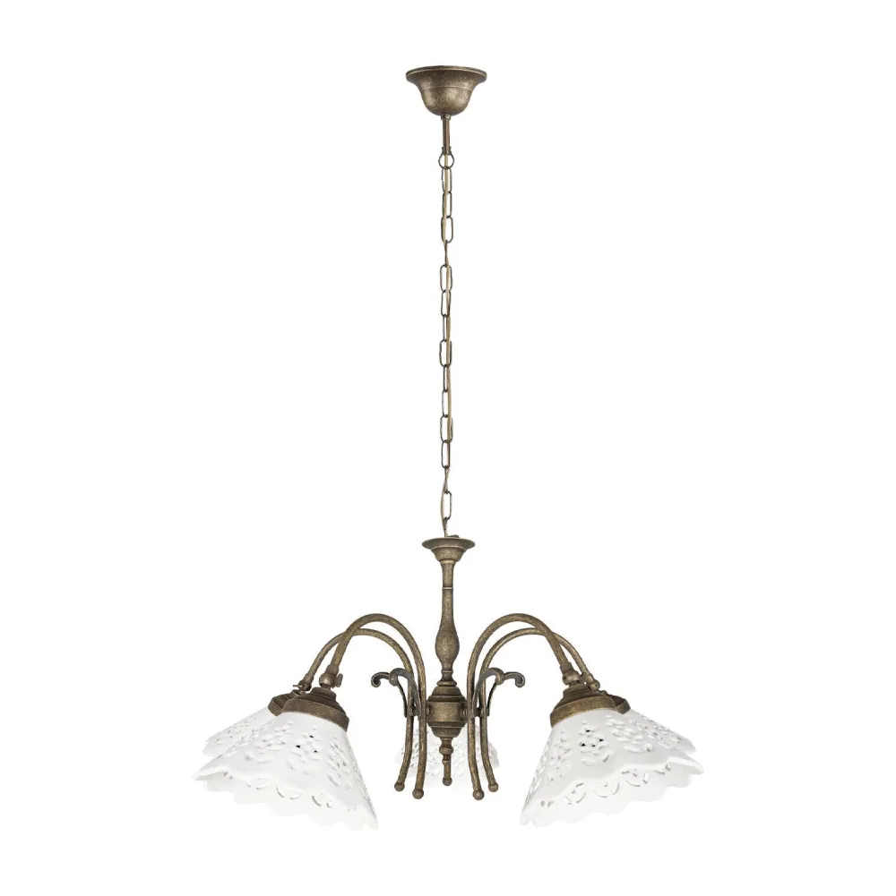 Sale Giovanni Battista Hängelampe Messing Keramik in Weiß Bronze Antik 5x E27