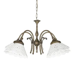 Sale Giovanni Battista Hängelampe Messing Keramik in Weiß Bronze Antik 5x E27