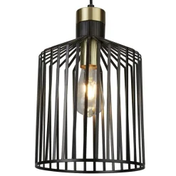 Searchlight Hängelampe Metall Ø 22 cm in Schwarz Messing E27* Hängelampen|Esszimmer Lampen