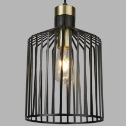 Searchlight Hängelampe Metall Ø 22 cm in Schwarz Messing E27* Hängelampen|Esszimmer Lampen