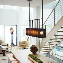 Hot Elstead Hängelampe Metall E27 H: max. 142,9 cm länglich Modern