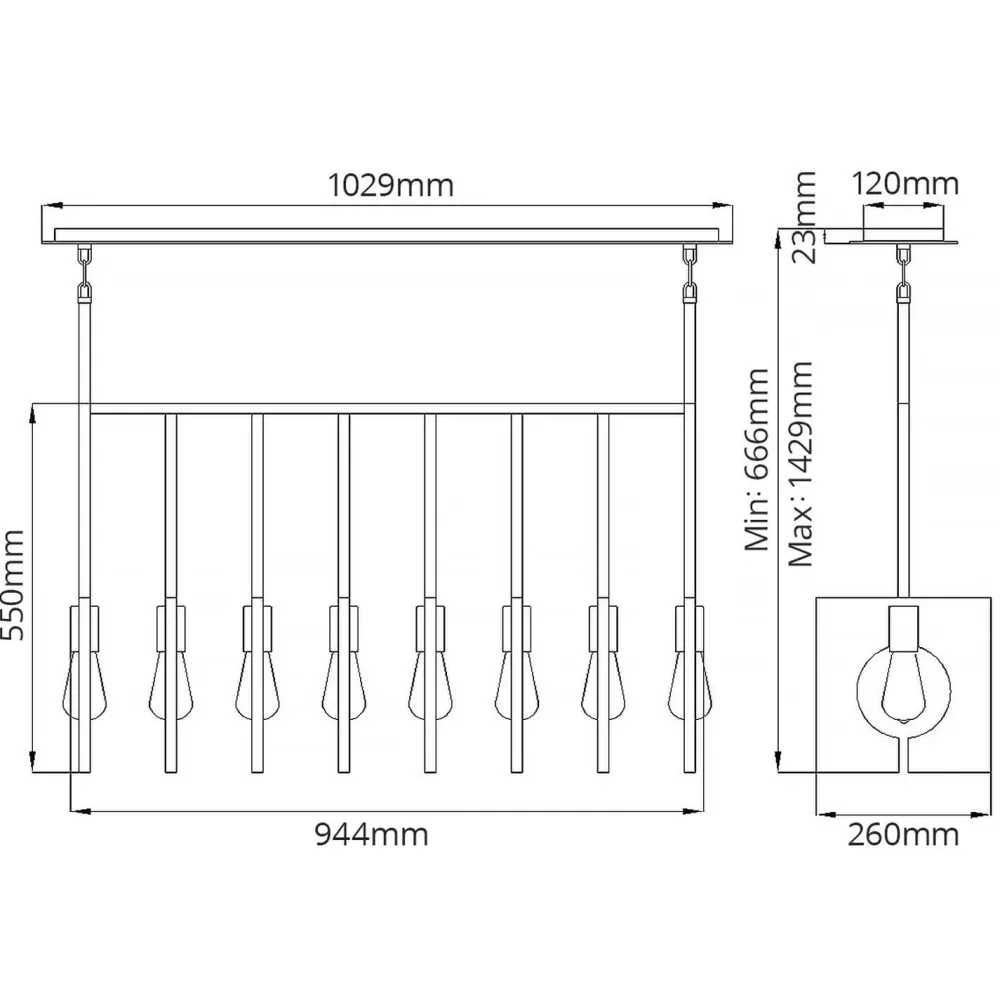 Hot Elstead Hängelampe Metall E27 H: max. 142,9 cm länglich Modern