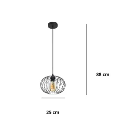 Belis Hängelampe Metall E27 rund Ø25 cm Schwarz Retro Design* Hängelampen|Bürolampen