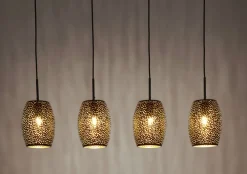 Searchlight Hängelampe Metall 4-flammig Schwarz Gold B: 90 cm E27* Hängelampen|Esszimmer Lampen