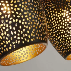 Searchlight Hängelampe Metall 4-flammig Schwarz Gold B: 90 cm E27* Hängelampen|Esszimmer Lampen