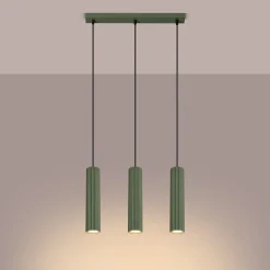 Sollux Hängelampe Metall 3-flammig GU10 B: 45 cm in Grün Modern* Hängelampen|Wohnzimmerlampen