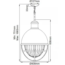 Online Elstead Hängelampe Metall Glas E27 D: 40,8 cm H: max. 166,5 cm