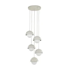 TK Lighting Hängelampe Metall Glas G9 H: max. 1,4 m Beige Weiß 5-flammig* Hängelampen|Esszimmer Lampen