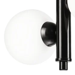 Best Lamkur Hängelampe Metall Glas Schwarz Weiß 2x E27 Kugelschirme