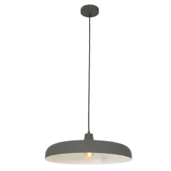 Outlet Steinhauer Hängelampe Metall Grau L:50 cm rund E27 Modernes Design