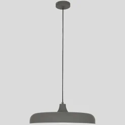 Outlet Steinhauer Hängelampe Metall Grau L:50 cm rund E27 Modernes Design