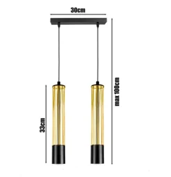 Discount Belis Hängelampe Metall GU10 35 cm lang Schwarz Gold stilvoll