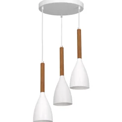 Luminex Hängelampe Metall Holz Weiß Skandinavisches Design* Wohnzimmerlampen|Esszimmer Lampen