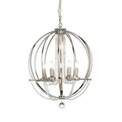 Best Elstead Hängelampe Metall in Nickel Ø61cm rund DERINA