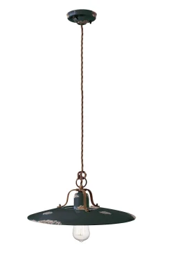 Discount Ferroluce Hängelampe Metall Keramik D: 40 cm rund E27 NICOLA