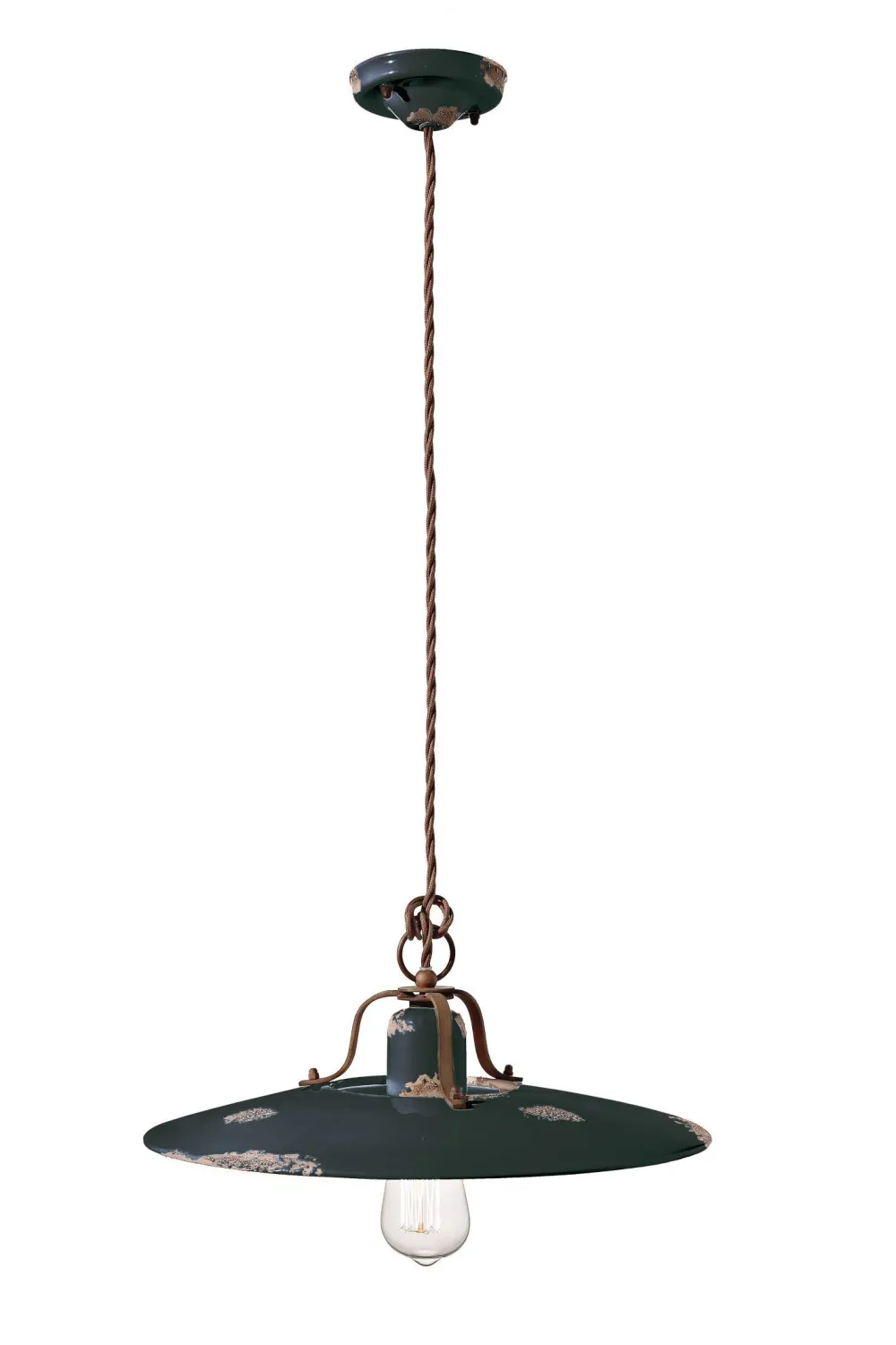 Discount Ferroluce Hängelampe Metall Keramik D: 40 cm rund E27 NICOLA