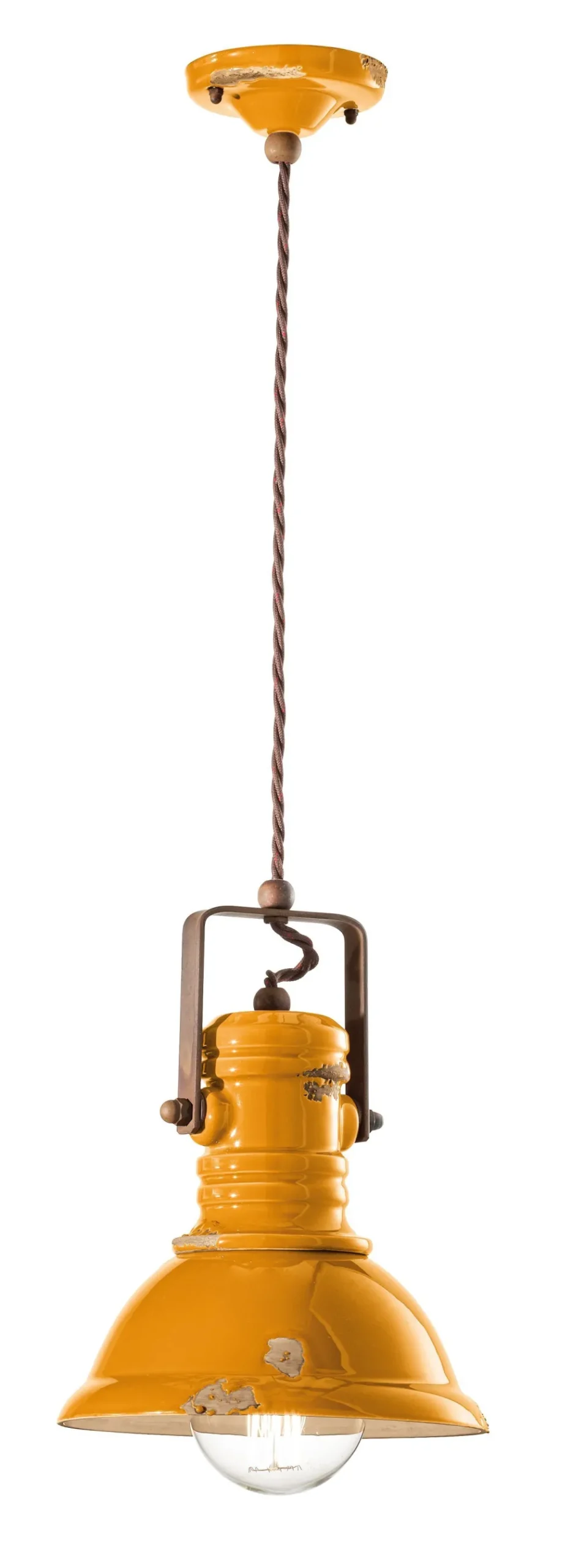 Ferroluce Hängelampe Metall Keramik D: 23 cm rund H: max. 150 cm* Wohnzimmerlampen|Keramiklampen