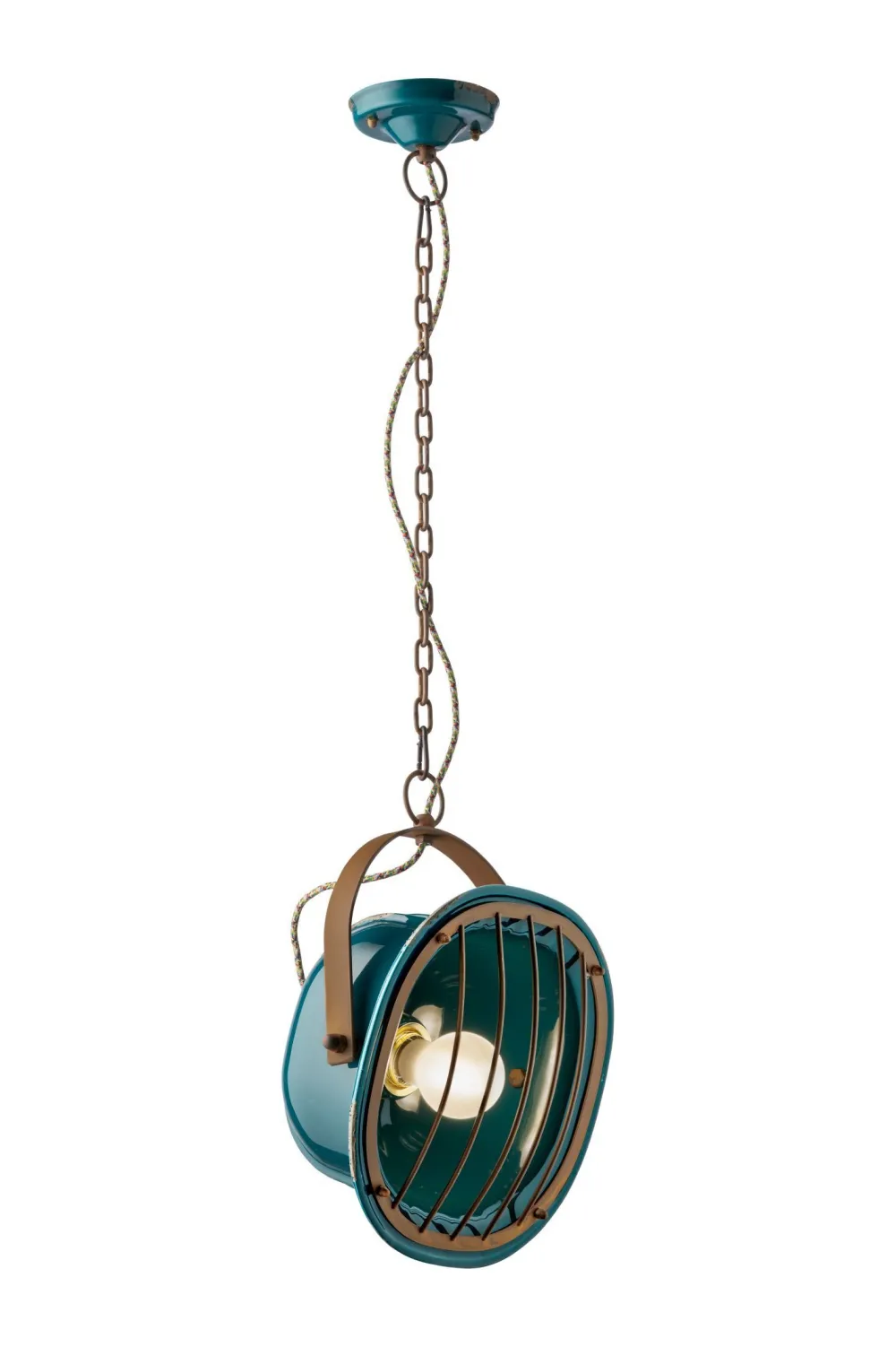 Online Ferroluce Hängelampe Metall Keramik E27 Braun Petrol Shabby Antik