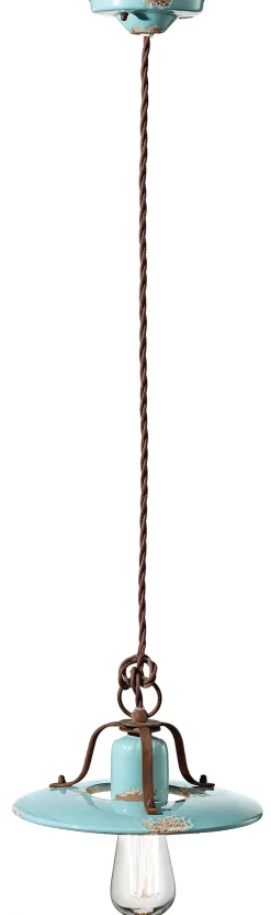 Ferroluce Hängelampe Metall Keramik E27 rund Ø 25 cm Vintage