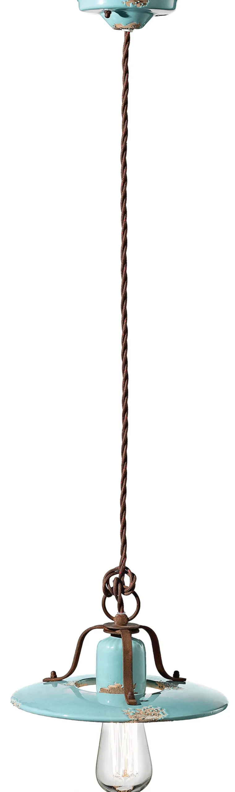 Ferroluce Hängelampe Metall Keramik E27 rund Ø 25 cm Vintage