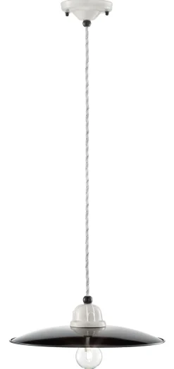 Best Ferroluce Hängelampe Metall Keramik E27 Ø 30 cm rund Weiß Schwarz