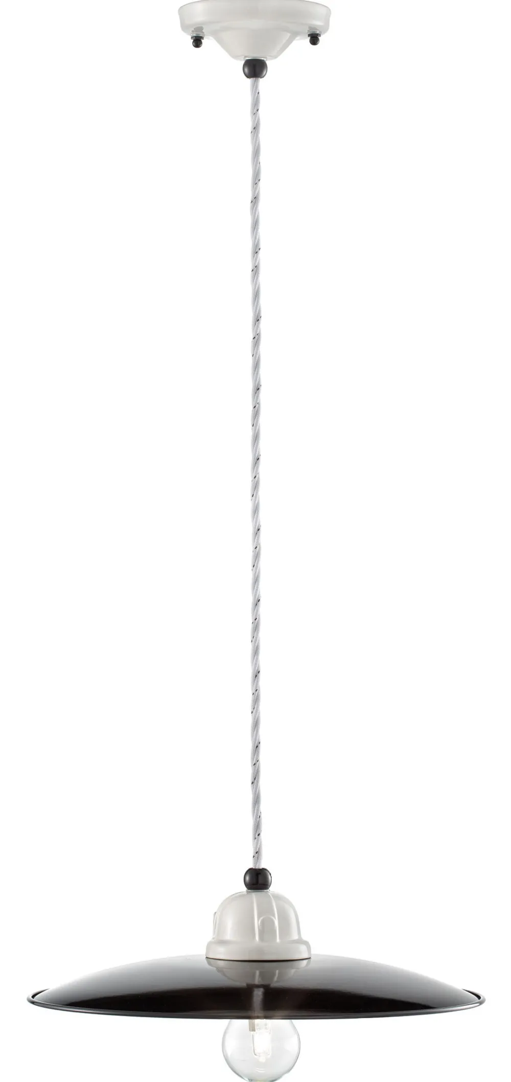 Best Ferroluce Hängelampe Metall Keramik E27 Ø 30 cm rund Weiß Schwarz