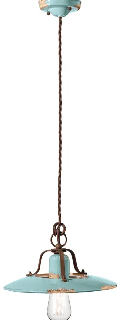 Ferroluce Hängelampe Metall Keramik E27 D: 30 cm rund NICOLA* Wohnzimmerlampen|Keramiklampen