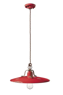 Clearance Ferroluce Hängelampe Metall Keramik E27 Ø 40 cm rund Vintage