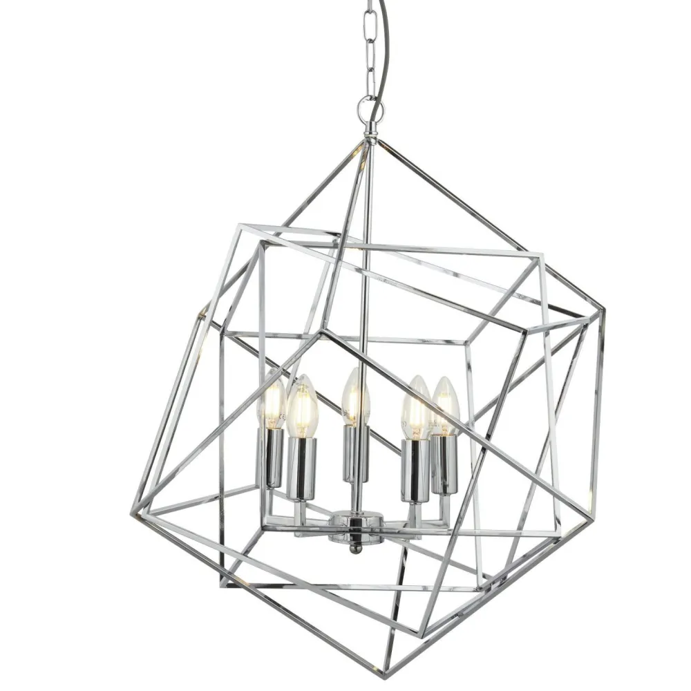 Searchlight Hängelampe Metall Modern 5-flammig E14 Chrom* Hängelampen|Bürolampen