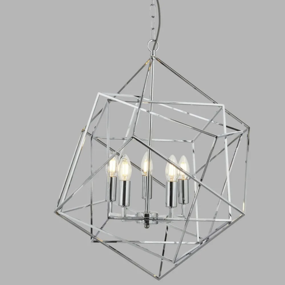 Searchlight Hängelampe Metall Modern 5-flammig E14 Chrom* Hängelampen|Bürolampen