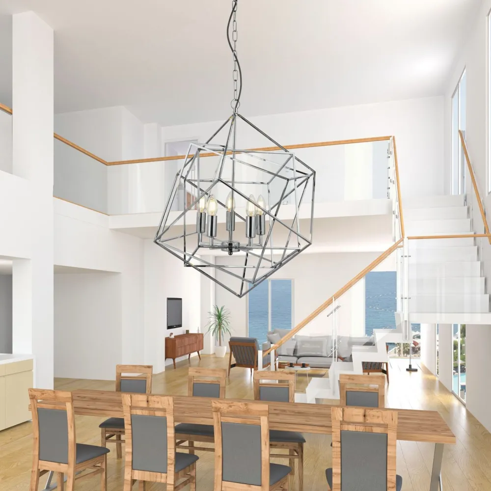 Searchlight Hängelampe Metall Modern 5-flammig E14 Chrom* Hängelampen|Bürolampen