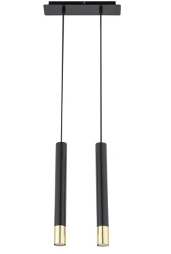 Best Sigma Hängelampe Metall Schwarz Gold Modern 2 Pendel Esszimmer