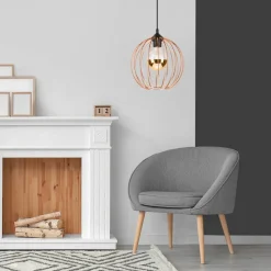 Lamkur Hängelampe Metall Schwarz Kupfer Ø 24 cm verstellbar Retro* Hängelampen|Bürolampen