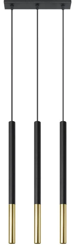 Sollux Hängelampe Metall Schwarz Gold länglich 3-flammig G9* Hängelampen|Moderne Lampen