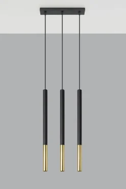 Sollux Hängelampe Metall Schwarz Gold länglich 3-flammig G9* Hängelampen|Moderne Lampen