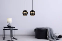 Belis Hängelampe Metall Schwarz Gold E27 50 cm lang 2-flammig* Hängelampen|Bürolampen