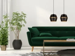 Belis Hängelampe Metall Schwarz Gold E27 50 cm lang 2-flammig* Hängelampen|Bürolampen