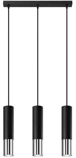Sale Sollux Hängelampe Metall Schwarz Chrom 3-flammig verstellbar