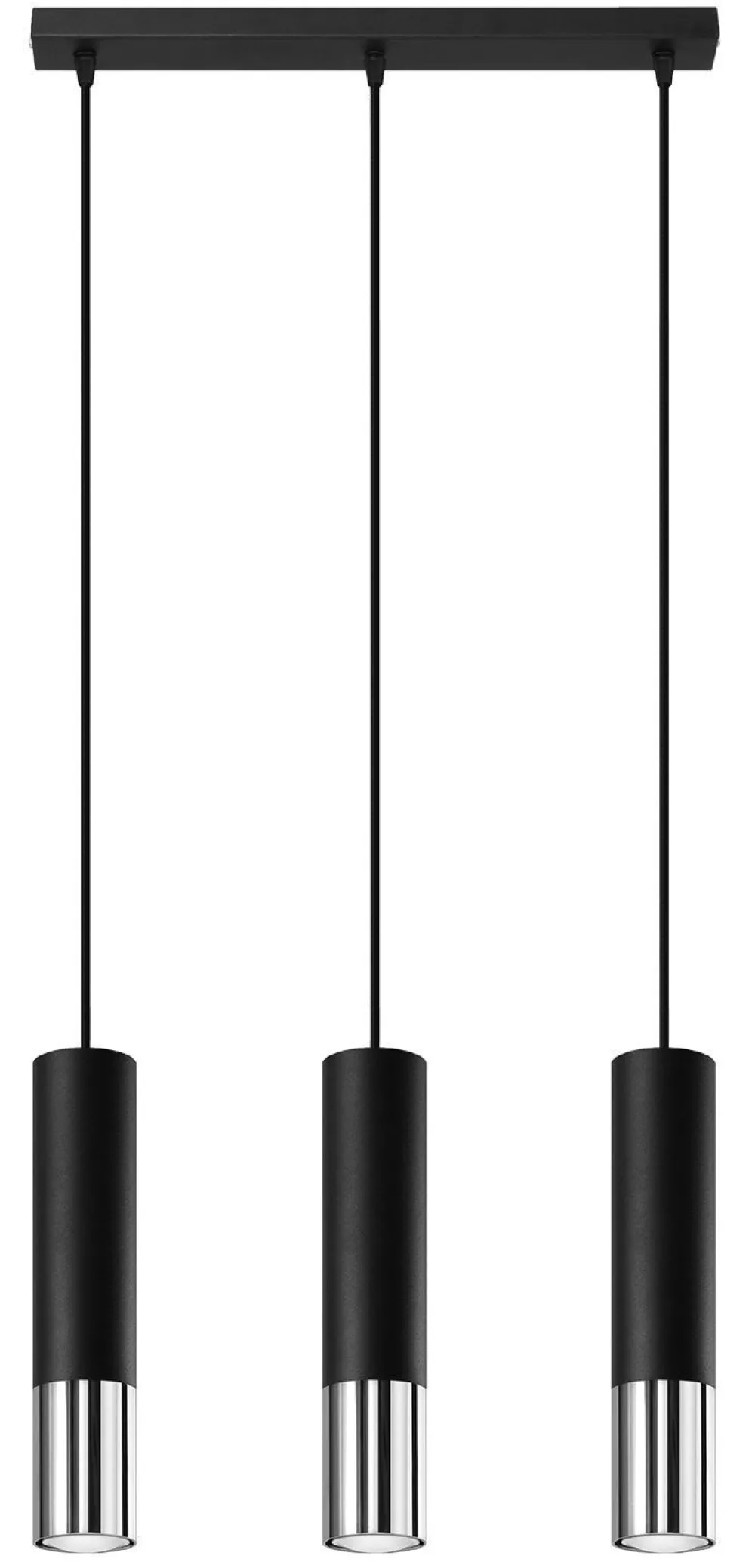 Sale Sollux Hängelampe Metall Schwarz Chrom 3-flammig verstellbar