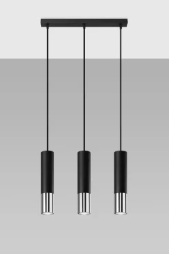 Sale Sollux Hängelampe Metall Schwarz Chrom 3-flammig verstellbar