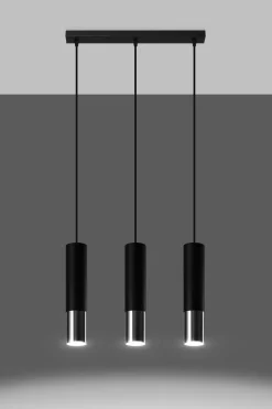 Sale Sollux Hängelampe Metall Schwarz Chrom 3-flammig verstellbar