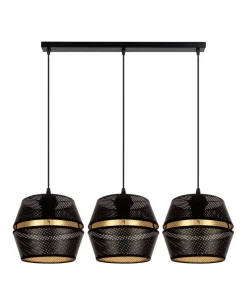 Belis Hängelampe Metall Schwarz Gold E27 70 cm lang 3-flammig* Hängelampen|Bürolampen